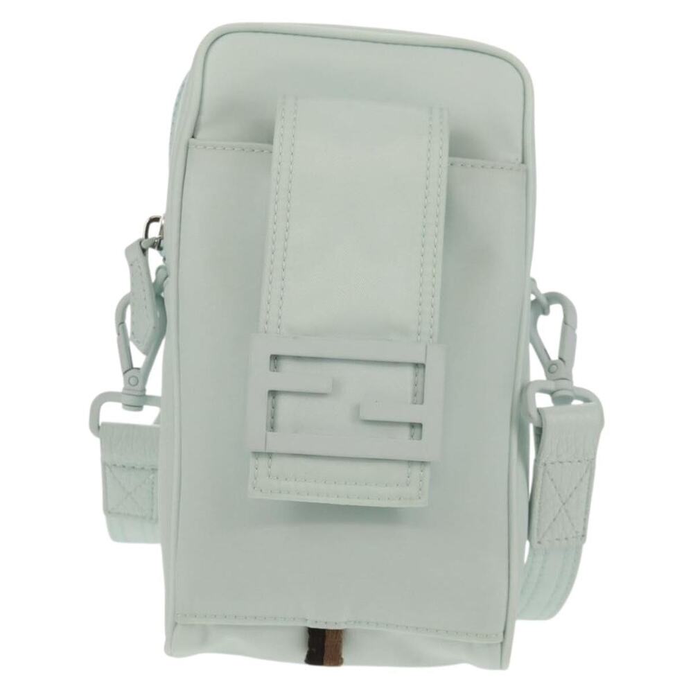 Fendi Nylon Baguette Phone Pouch Shoulder Bag Light Blue